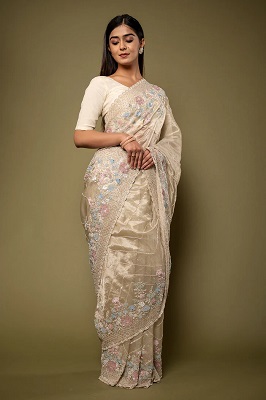 Cream Colour Tissue Saree